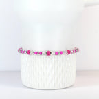Soft Orchid Bracelet Collection: Magenta, Pink and Crystal Beaded Bracelets with Silver Accents