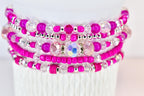 Soft Orchid Bracelet Collection: Magenta, Pink and Crystal Beaded Bracelets with Silver Accents