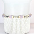 Purple Dust Bracelet: Lavender and Peach Beaded Bracelets with Silver Accents