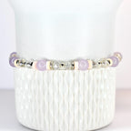Purple Dust Bracelet: Lavender and Peach Beaded Bracelets with Silver Accents