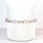 Purple Dust Bracelet: Lavender and Peach Beaded Bracelets with Silver Accents