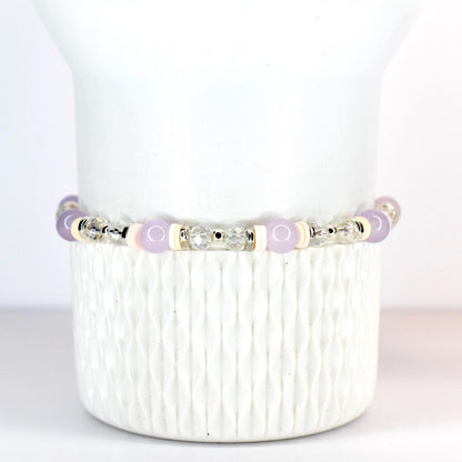 Purple Dust Bracelet: Lavender and Peach Beaded Bracelets with Silver Accents