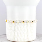 Blush Beaded Bracelet with Crystal and Gold Accents