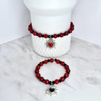 Sacred Heart Bracelet Collection: Red and Black Bracelets with Heart Charm