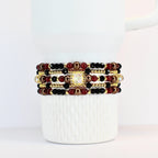 Black Snakeskin Luxe Bracelet Collection with Brown Accent Beads