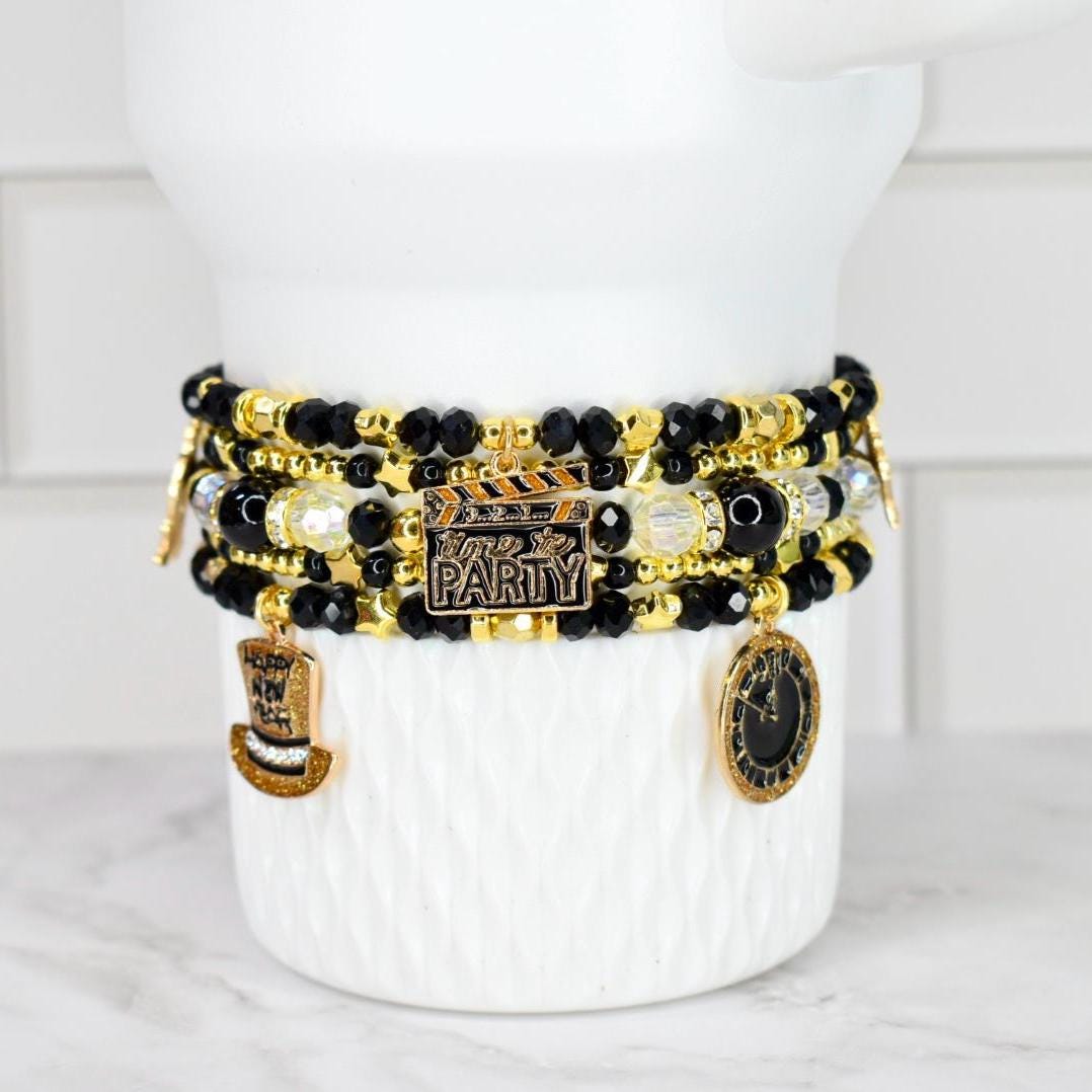 Happy New Year Black Honey Bracelet Collection - 5 Piece Set or Individual Bracelets