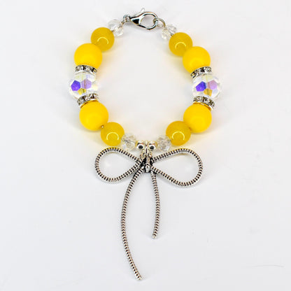Daffodil Yellow Tumbler Handle Bracelet with Silver Bow Charm