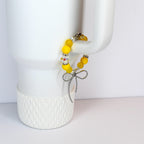 Daffodil Yellow Tumbler Handle Bracelet with Silver Bow Charm
