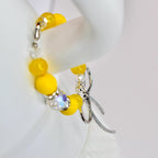 Daffodil Yellow Tumbler Handle Bracelet with Silver Bow Charm