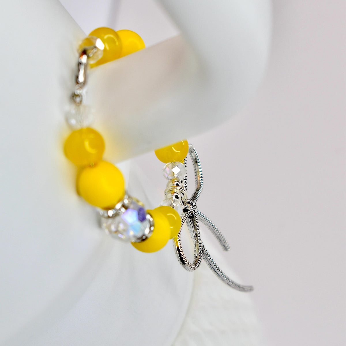 Daffodil Yellow Tumbler Handle Bracelet with Silver Bow Charm