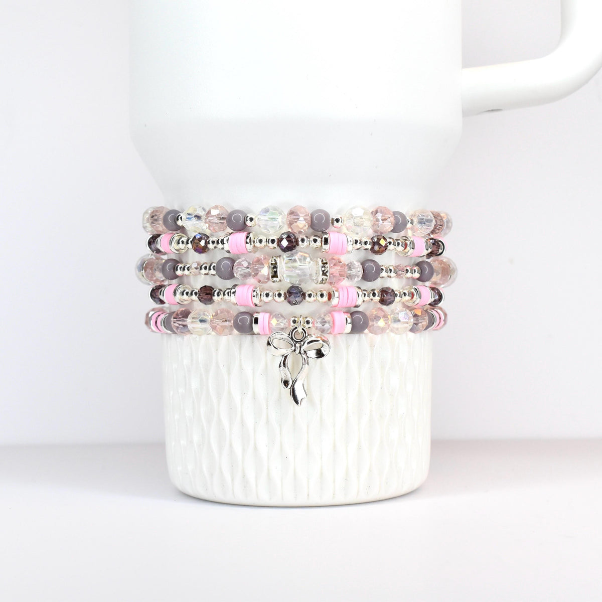 Plum and Pink Bracelet Collection with Crystal and Silver Accents