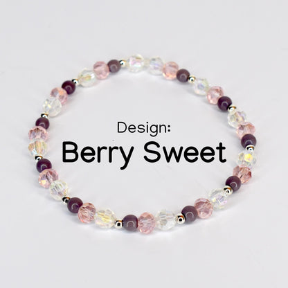 Plum and Pink Bracelet Collection with Crystal and Silver Accents