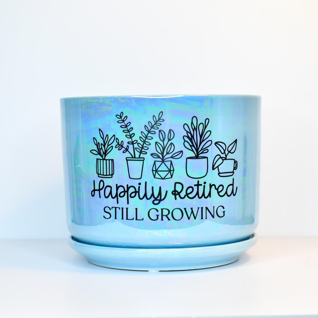 Personalized Iridescent Blue Planter