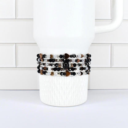 Maple Glow Bracelet Collection - Bronze Black and Silver Stackable Bracelets