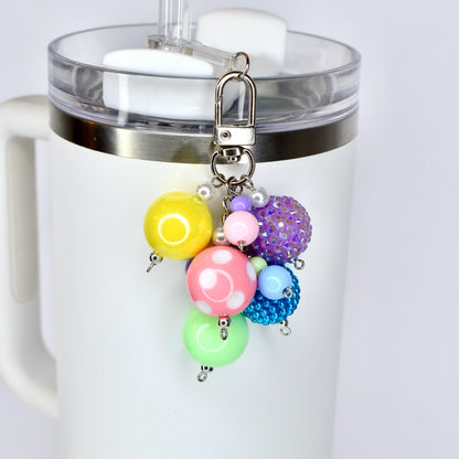 Pastel Spring Tumbler Straw Charm: Colorful Beaded Cup Accessory in Three Sizes