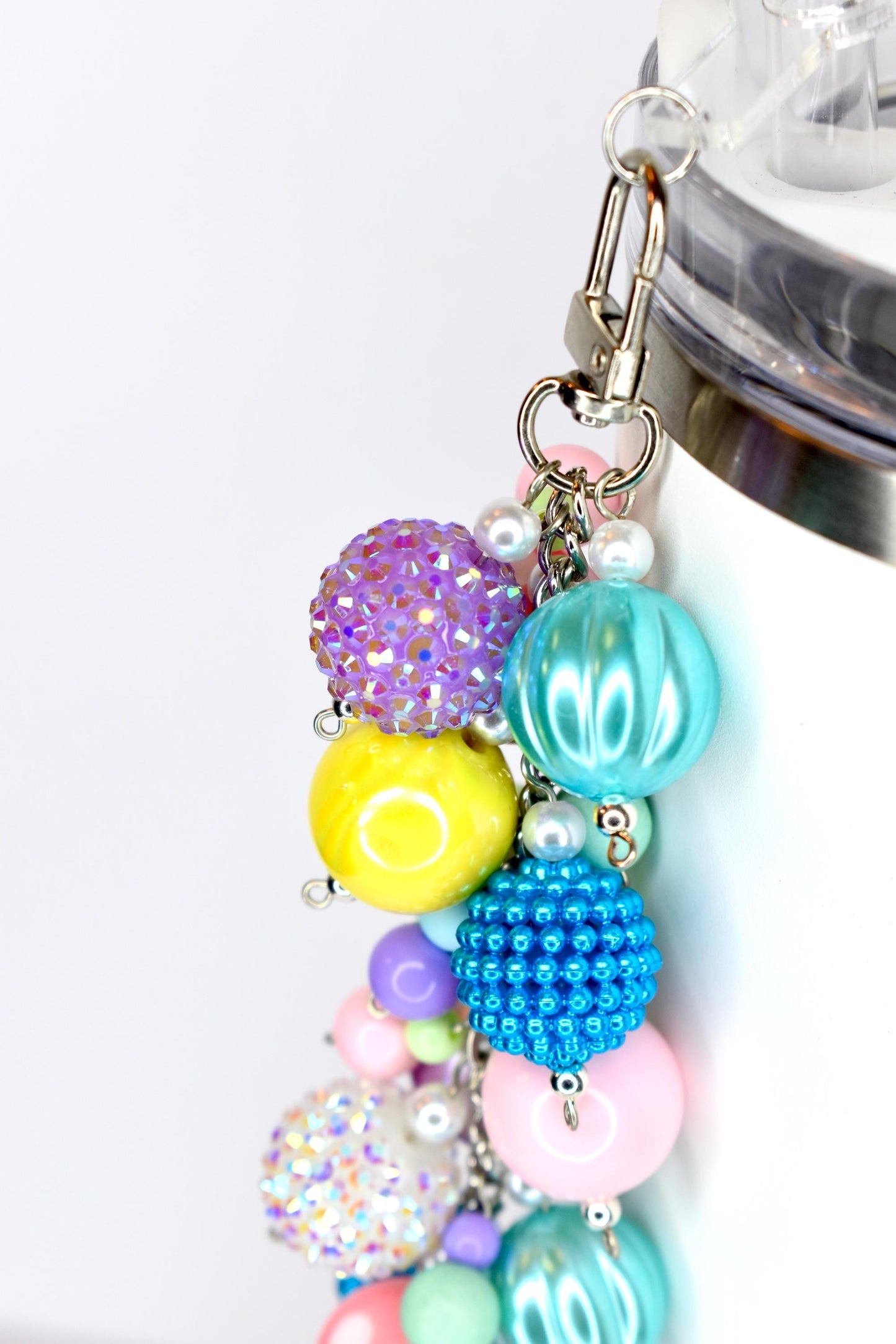 Pastel Spring Tumbler Straw Charm: Colorful Beaded Cup Accessory in Three Sizes