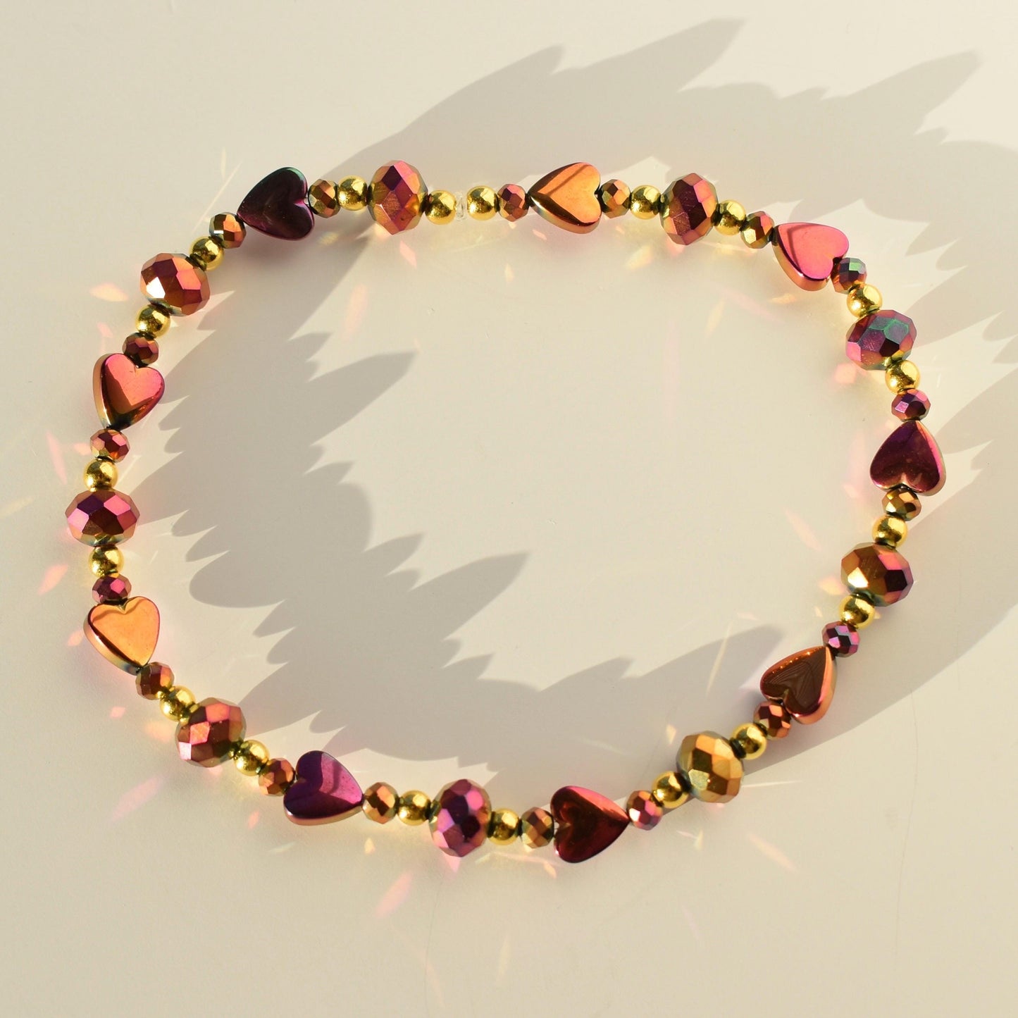 Country Gold Bracelet Collection - Dark Red and Gold Iridescent Beaded Bracelets
