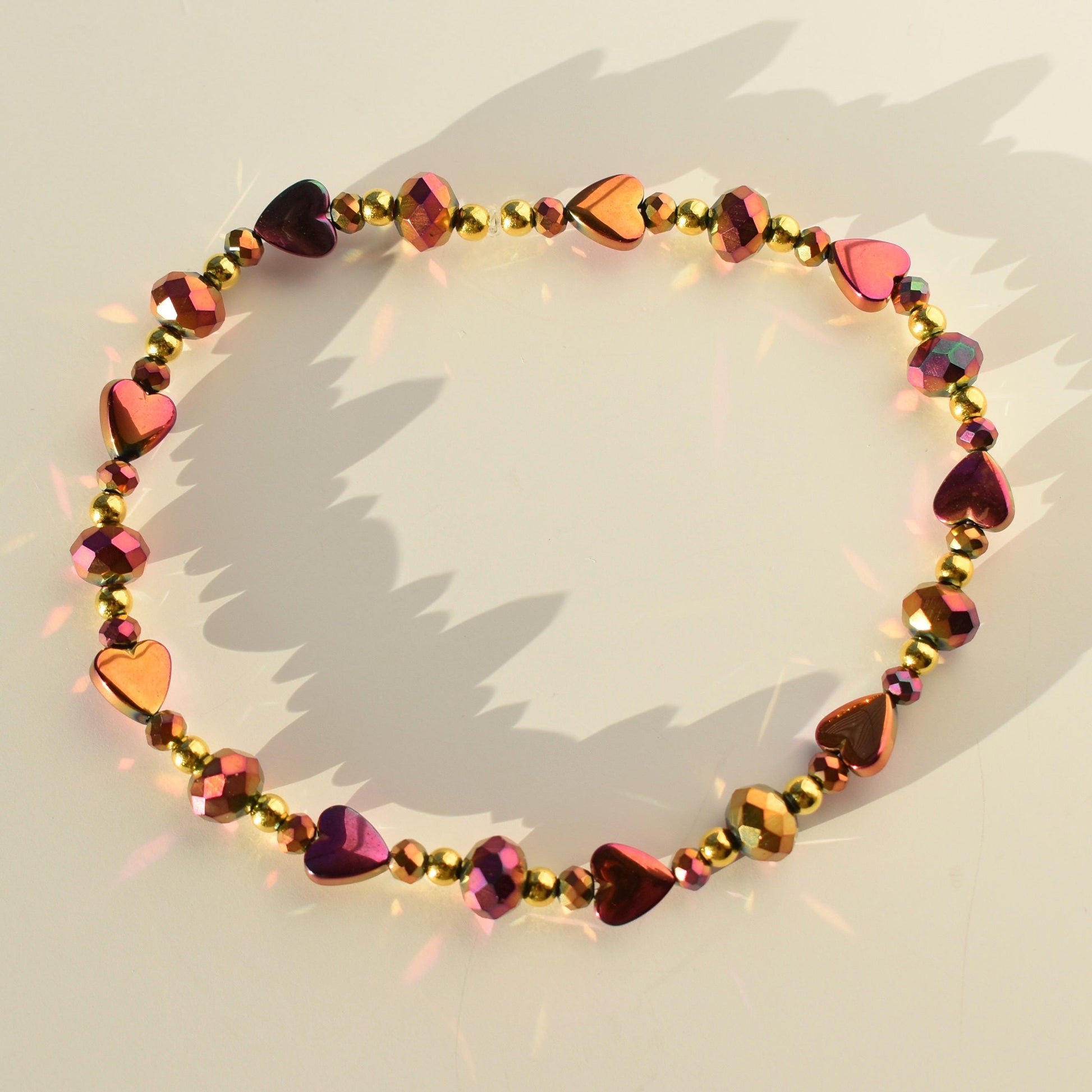 Country Gold Bracelet Collection - Dark Red and Gold Iridescent Beaded Bracelets