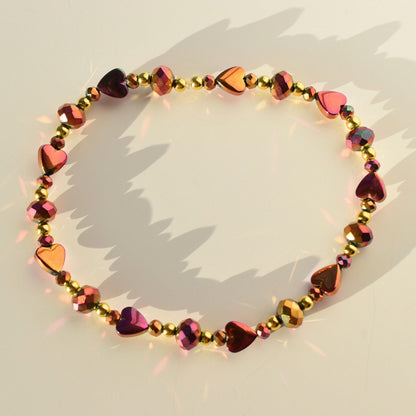 Country Gold Bracelet Collection - Dark Red and Gold Iridescent Beaded Bracelets
