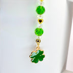 Saint Patrick's Day Tumbler Straw Charm: Green, Crystal and Gold Faceted Glass Bead Charm