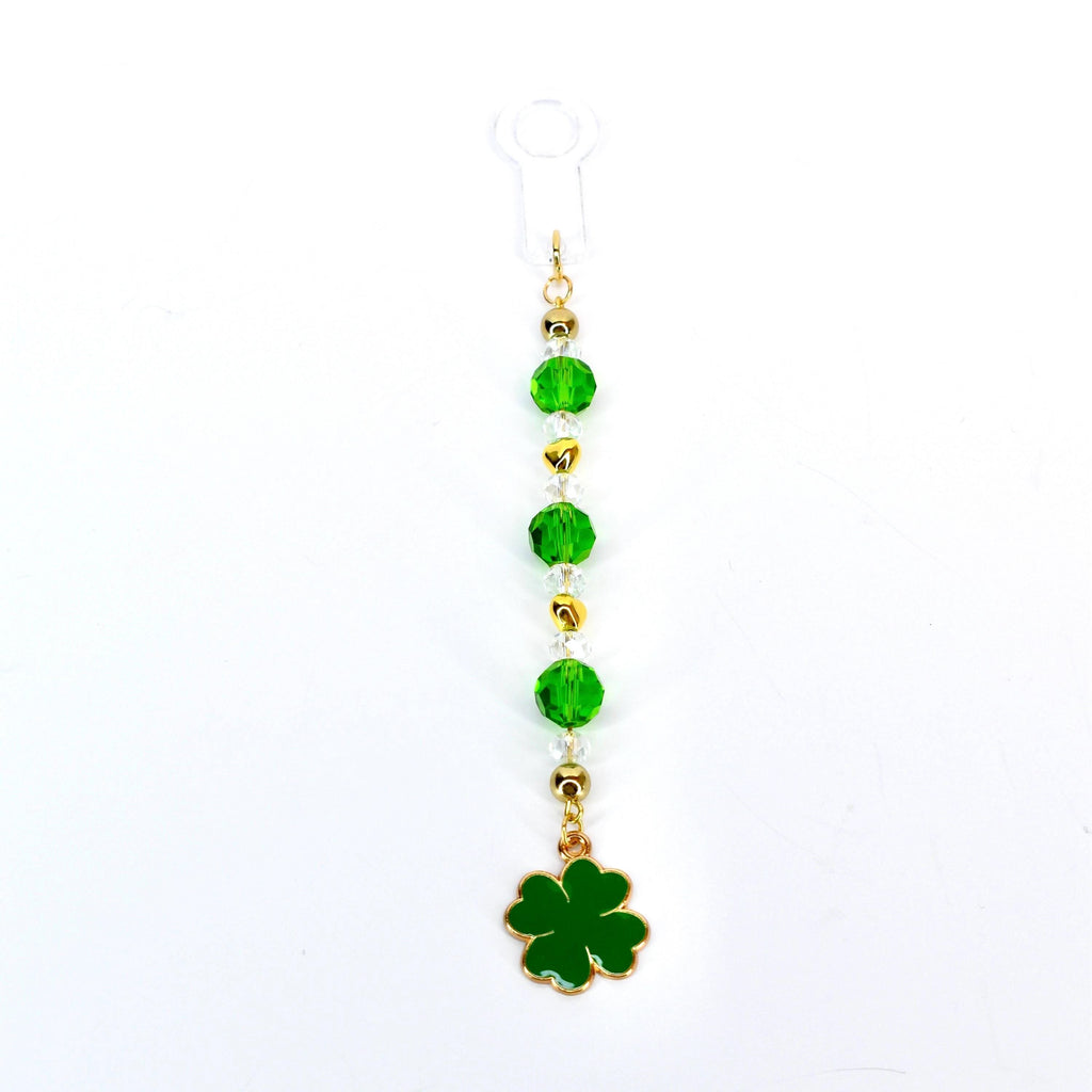 Saint Patrick's Day Tumbler Straw Charm: Green, Crystal and Gold Faceted Glass Bead Charm