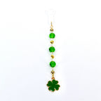 Saint Patrick's Day Tumbler Straw Charm: Green, Crystal and Gold Faceted Glass Bead Charm