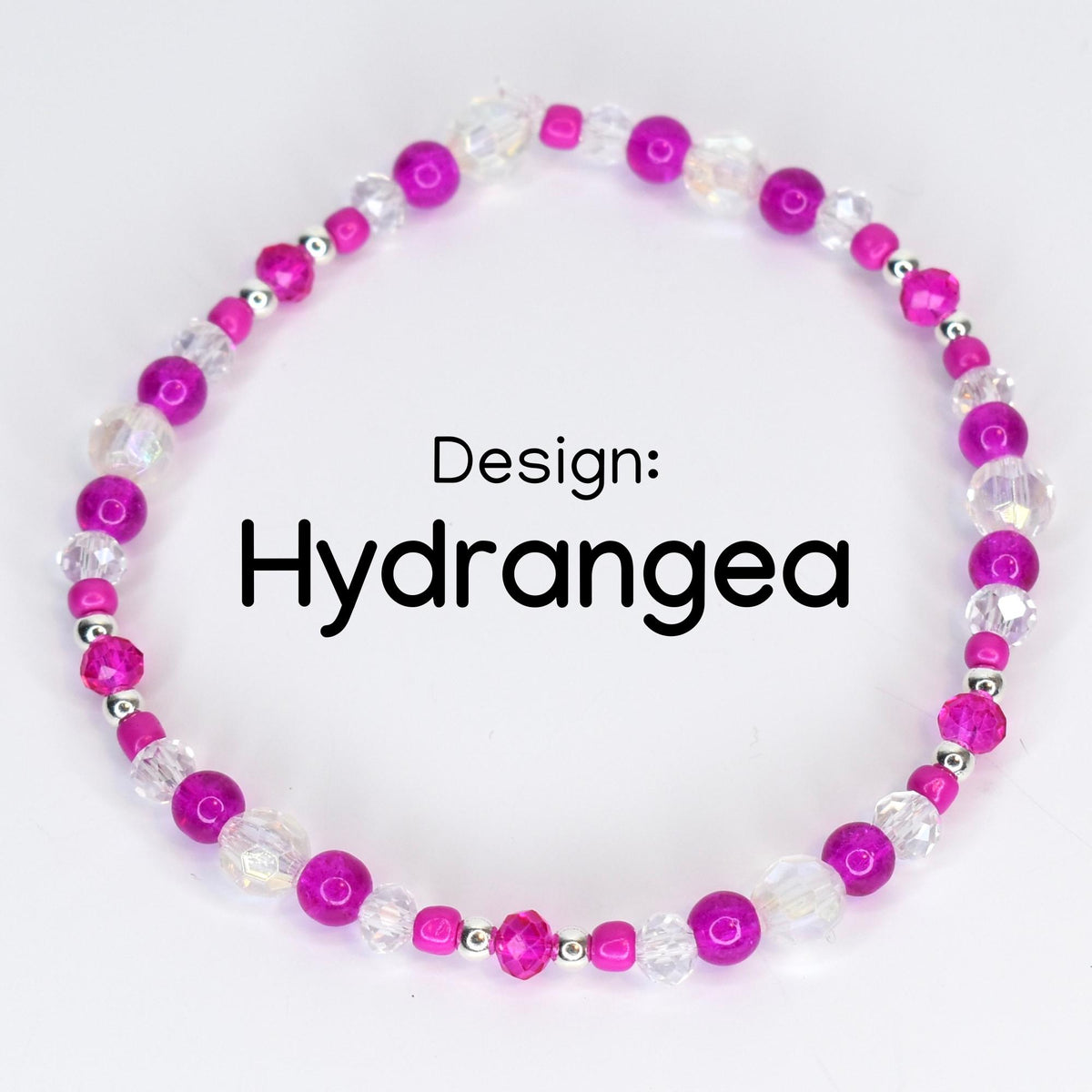 Soft Orchid Bracelet Collection: Magenta, Pink and Crystal Beaded Bracelets with Silver Accents