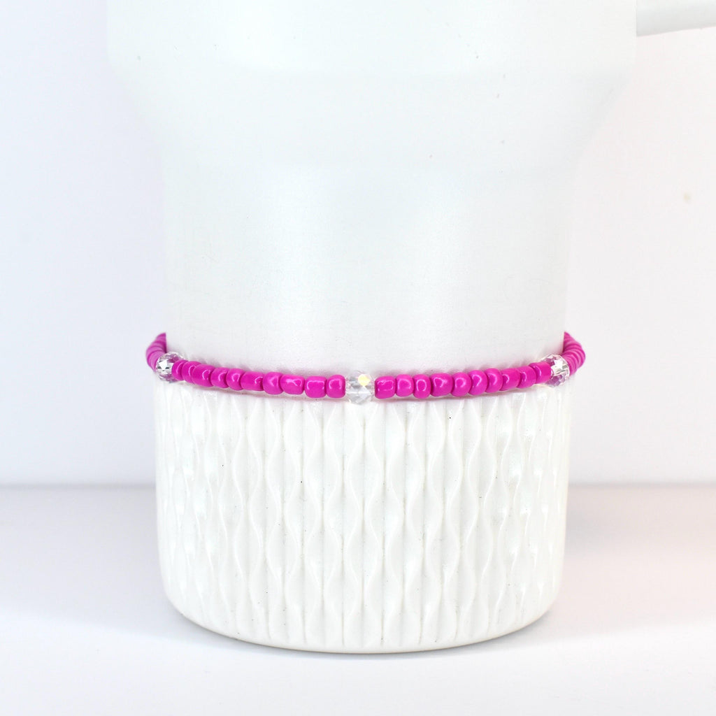Soft Orchid Bracelet Collection: Magenta, Pink and Crystal Beaded Bracelets with Silver Accents
