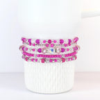 Soft Orchid Bracelet Collection: Magenta, Pink and Crystal Beaded Bracelets with Silver Accents