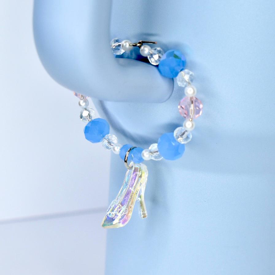 Cinderella Slipper Tumbler Handle Bracelet: Crystal and Iridescent Shoe Handle Charm