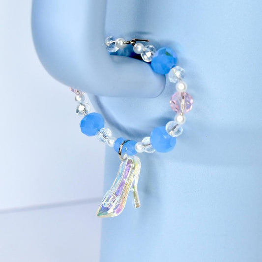 Cinderella Slipper Tumbler Handle Bracelet: Crystal and Iridescent Shoe Charm