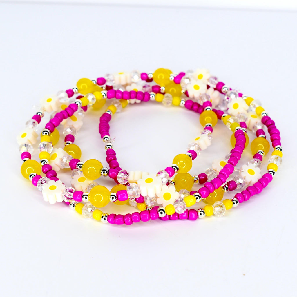 Yellow Pink Daisy Flower Bracelets