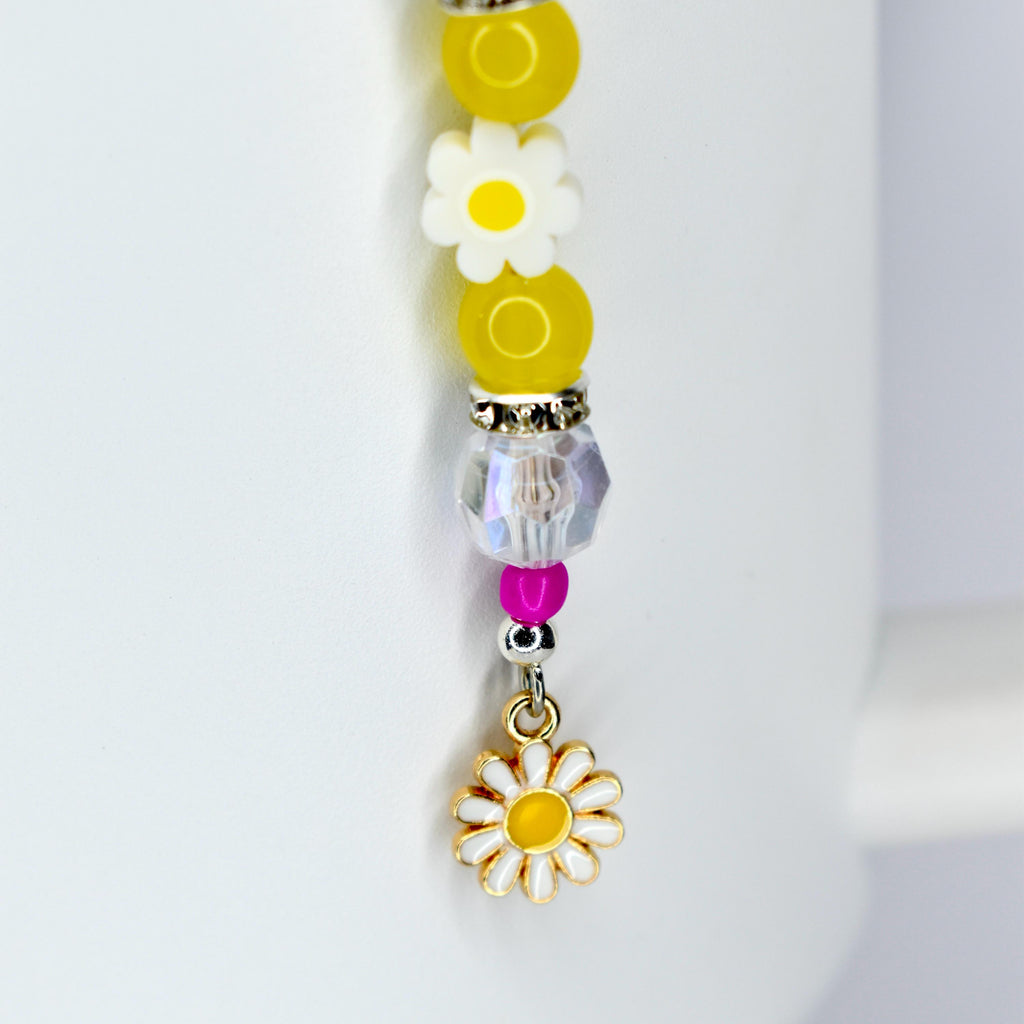 Yellow Pink Daisy Flower Tumbler Straw Charm