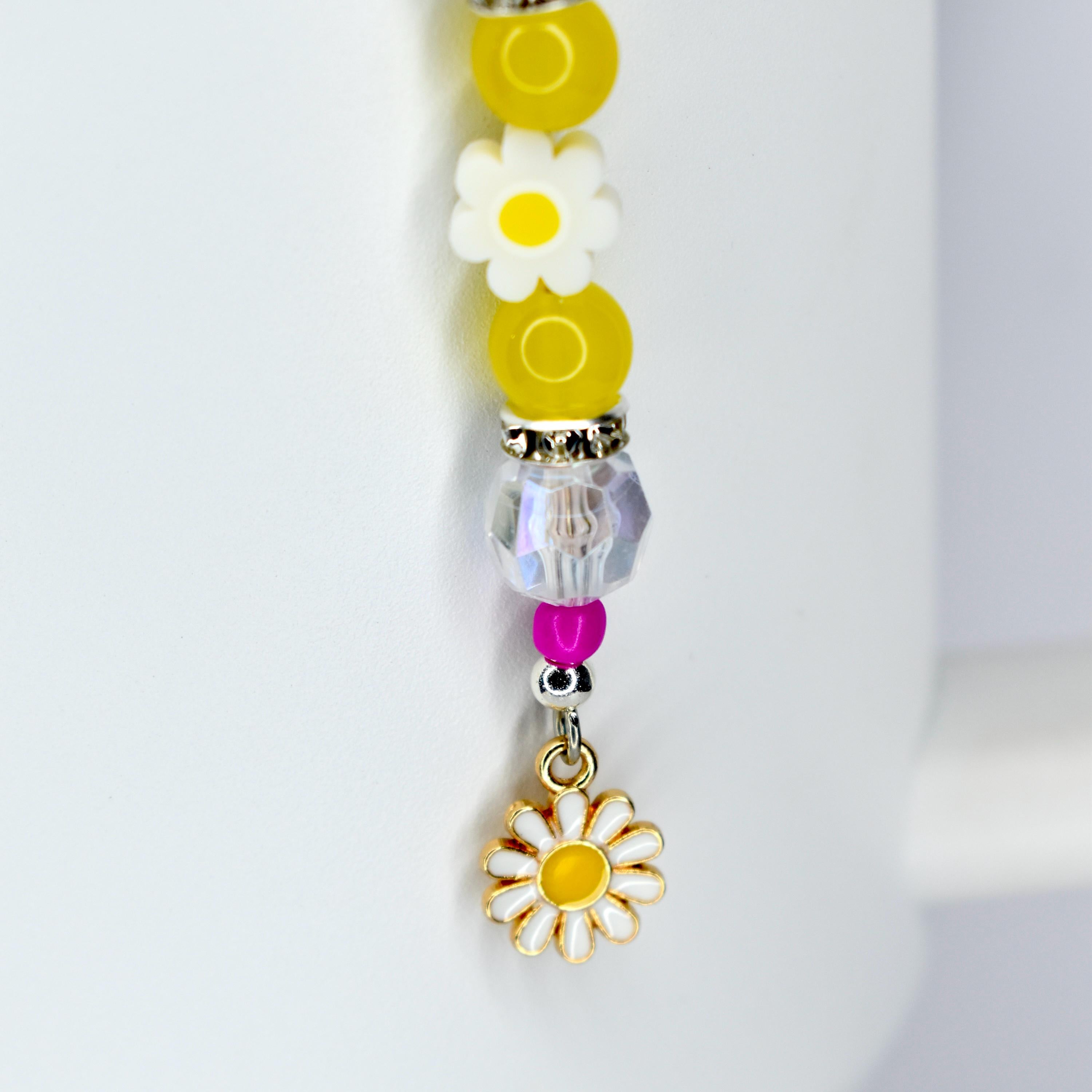 Yellow Pink Daisy Flower Tumbler Straw Charm