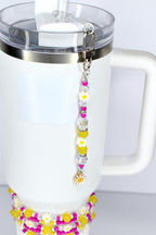Yellow Pink Daisy Flower Tumbler Straw Charm