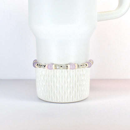 Purple Dust Bracelet: Lavender and Peach Beaded Bracelets with Silver Accents