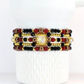 Black Snakeskin Luxe Bracelet Collection with Brown Accent Beads