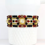 Black Snakeskin Luxe Bracelet Collection with Brown Accent Beads