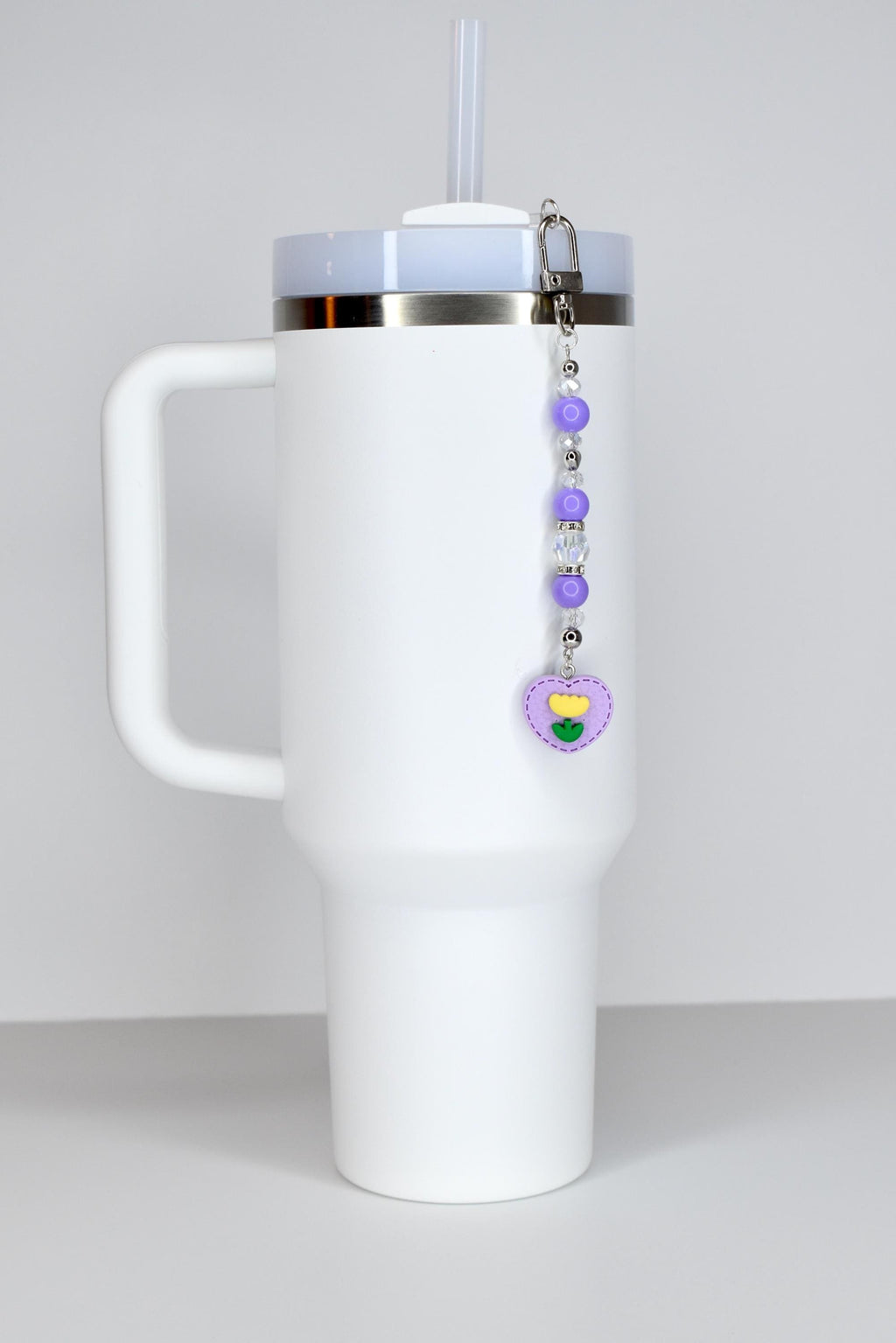 Spring Tulip Pastel Straw Charms with Crystal and Silver Accents
