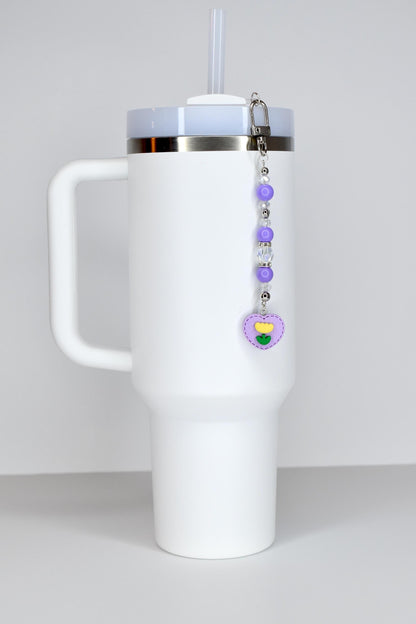Spring Tulip Pastel Straw Charms with Crystal and Silver Accents