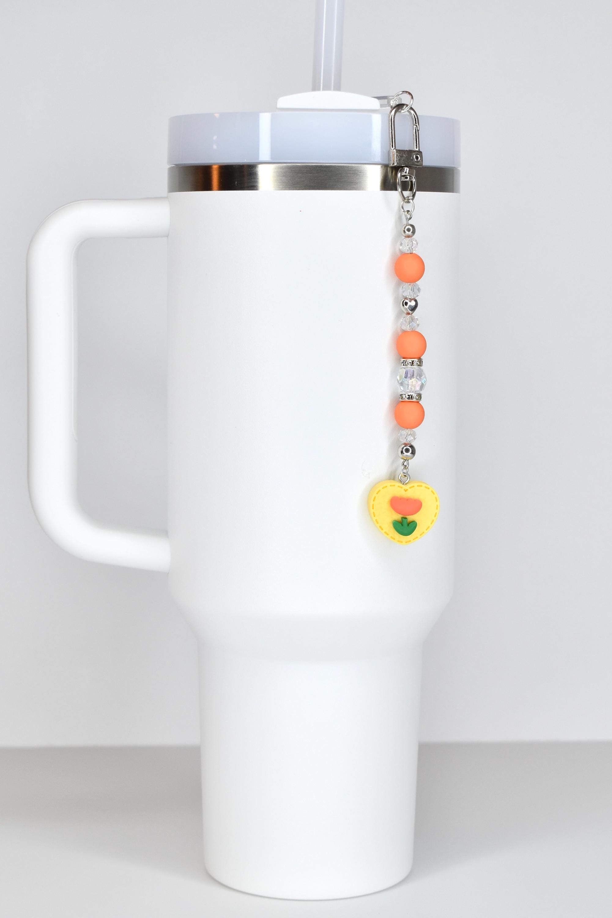 Spring Tulip Pastel Straw Charms with Crystal and Silver Accents