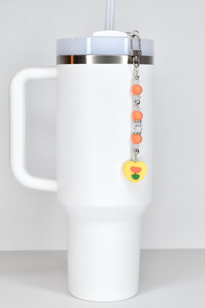 Spring Tulip Pastel Straw Charms with Crystal and Silver Accents