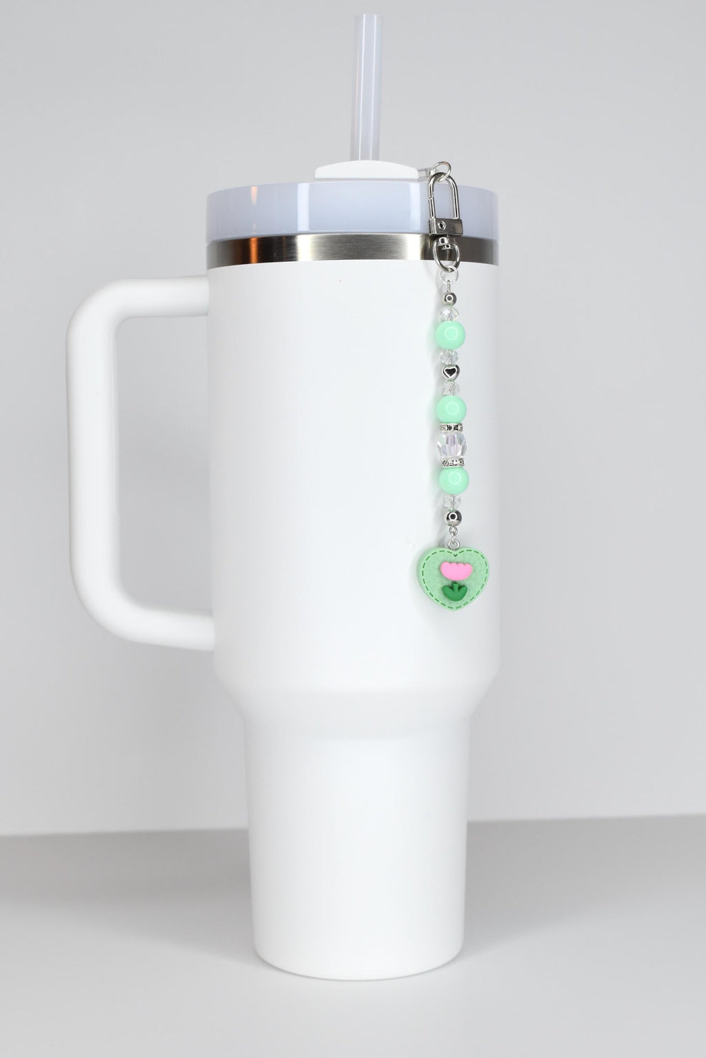 Spring Tulip Pastel Straw Charms with Crystal and Silver Accents