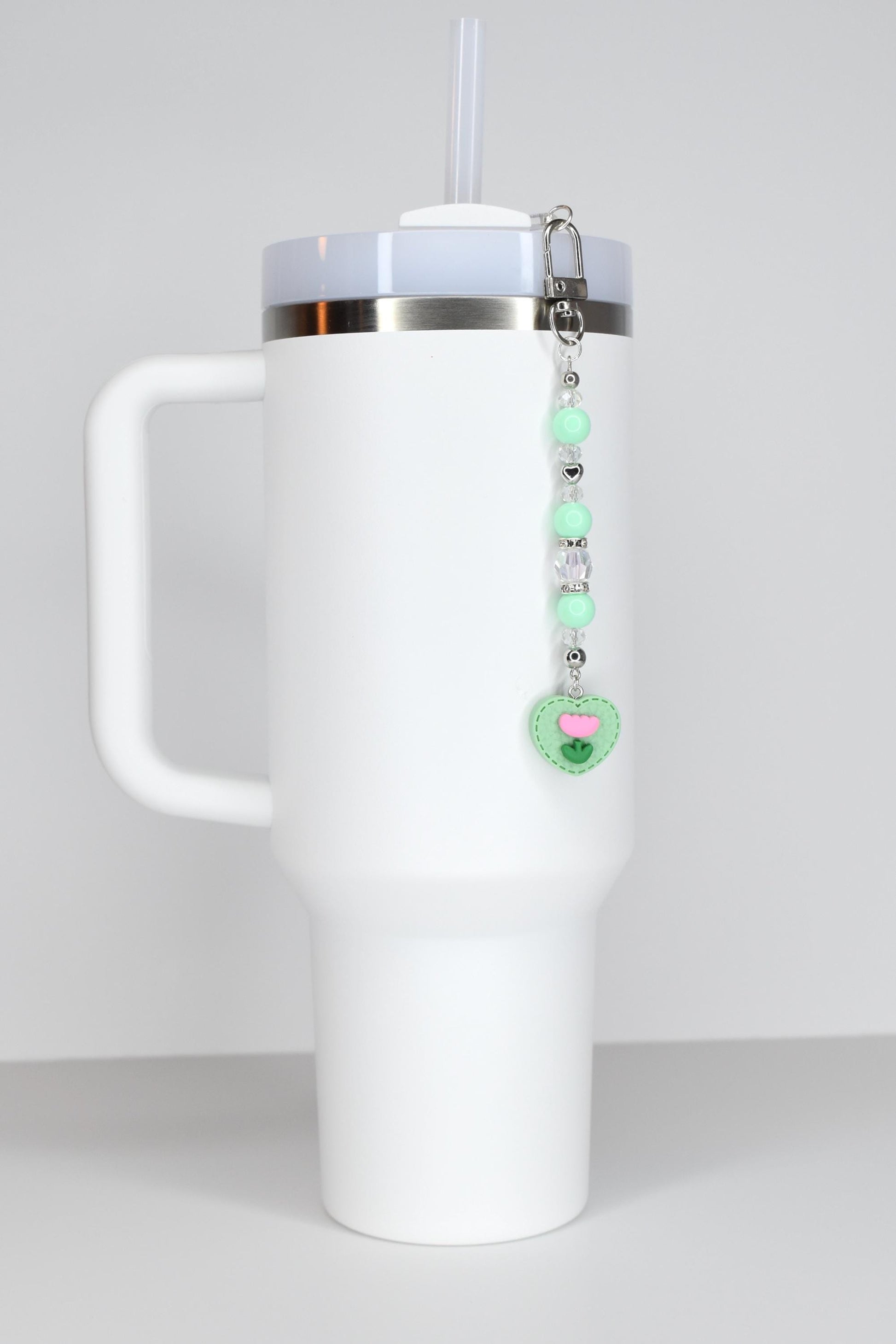 Spring Tulip Pastel Straw Charms with Crystal and Silver Accents