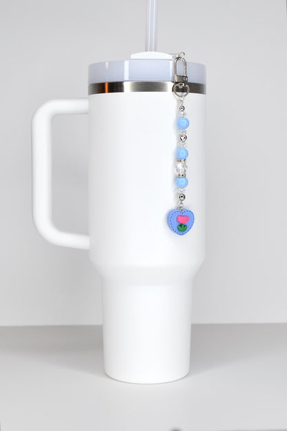 Spring Tulip Pastel Straw Charms with Crystal and Silver Accents