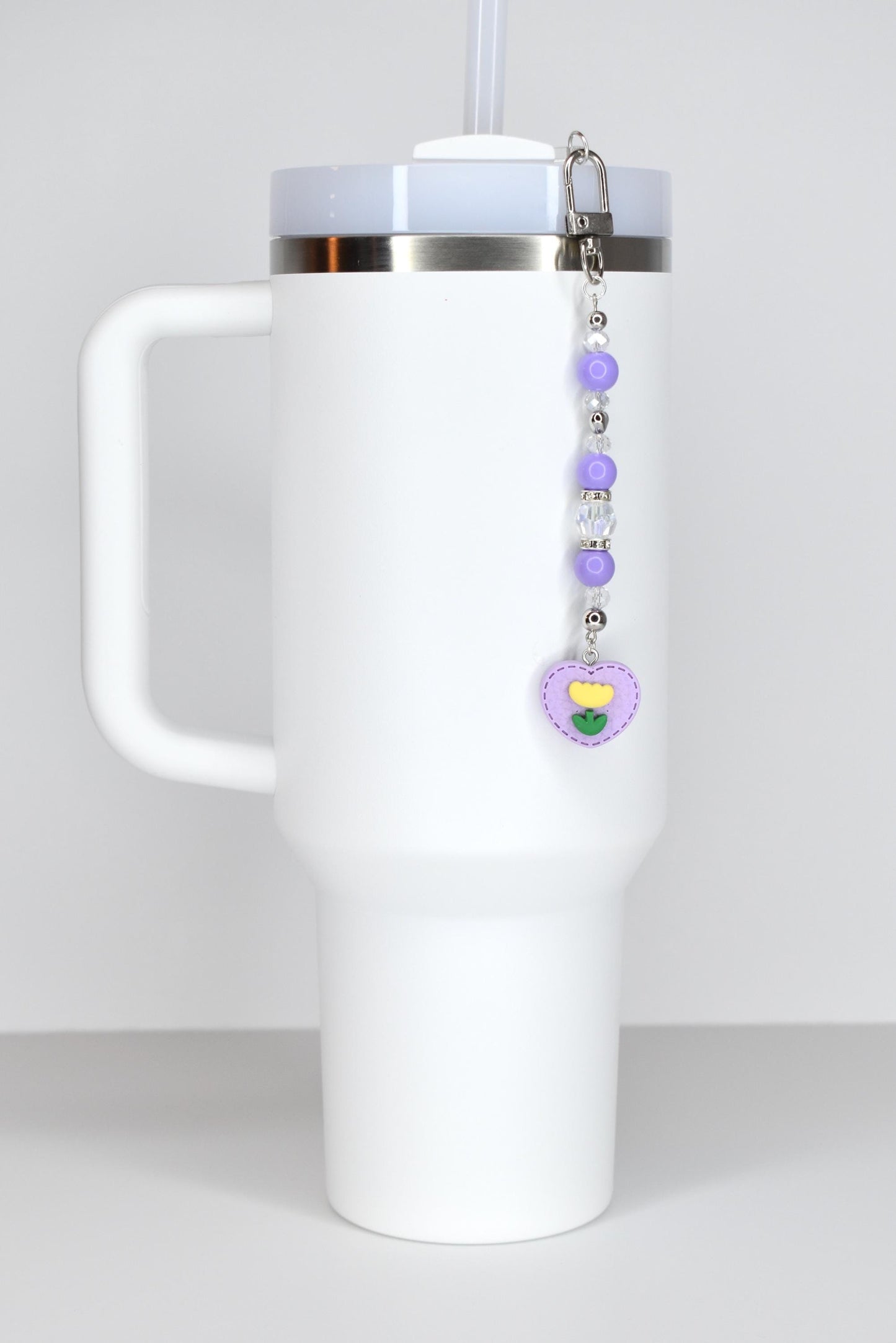 Spring Tulip Pastel Straw Charms with Crystal and Silver Accents