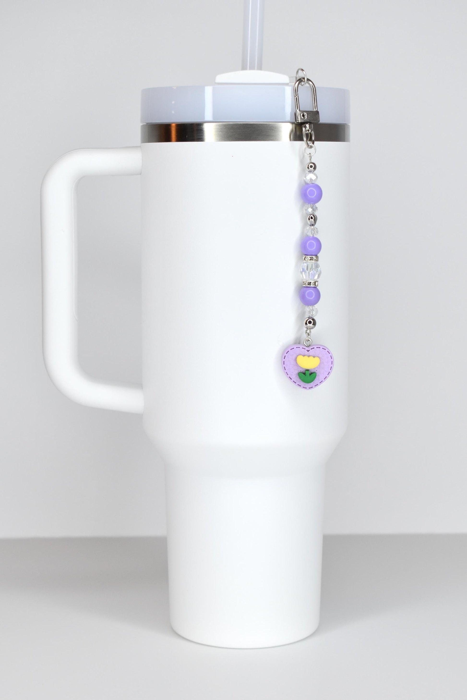 Spring Tulip Pastel Straw Charms with Crystal and Silver Accents