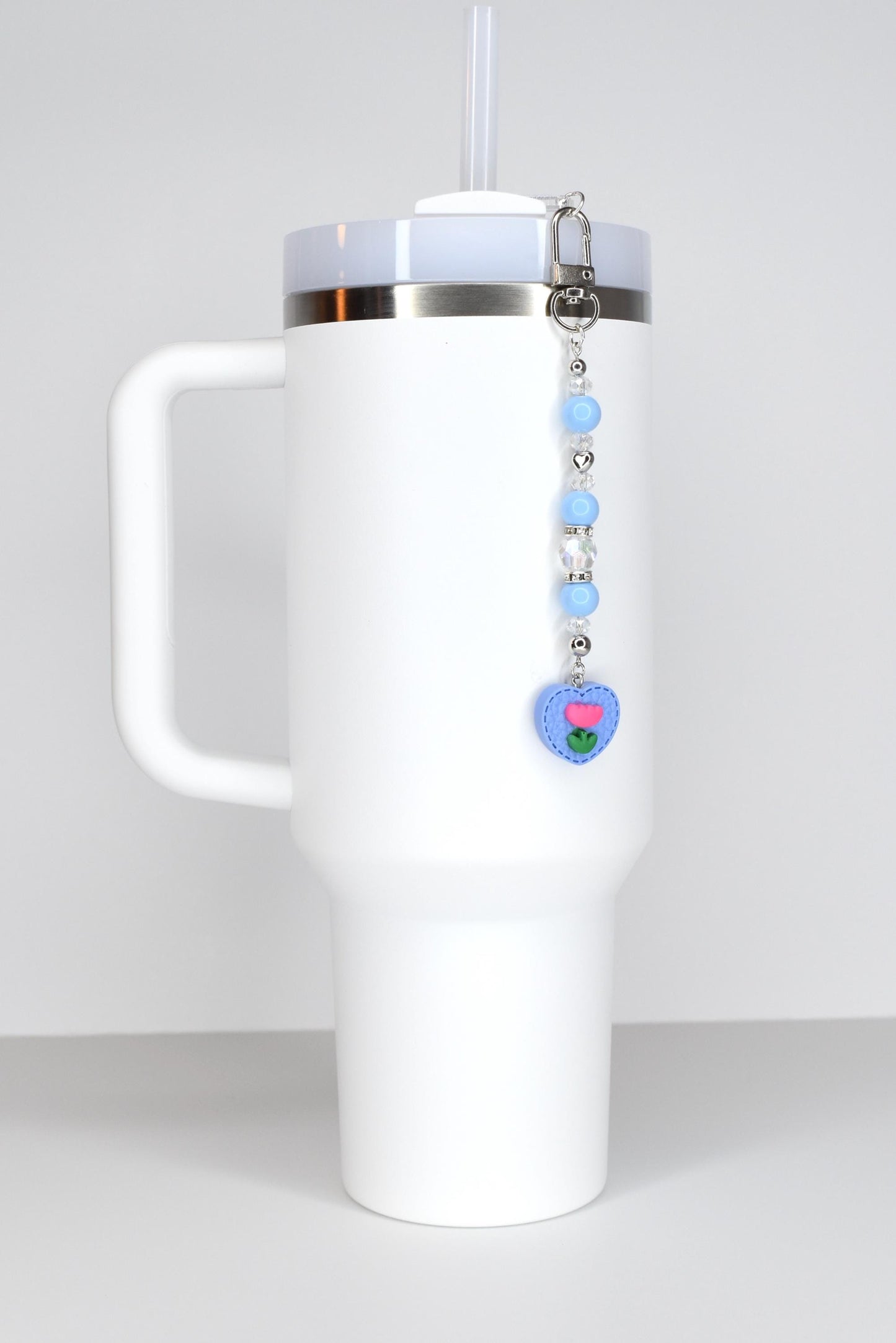Spring Tulip Pastel Straw Charms with Crystal and Silver Accents