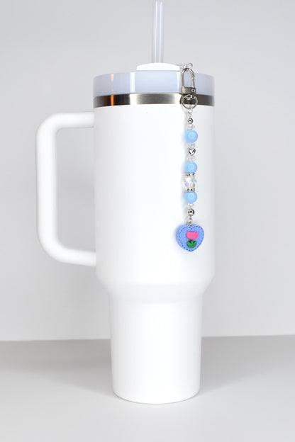 Spring Tulip Pastel Straw Charms with Crystal and Silver Accents