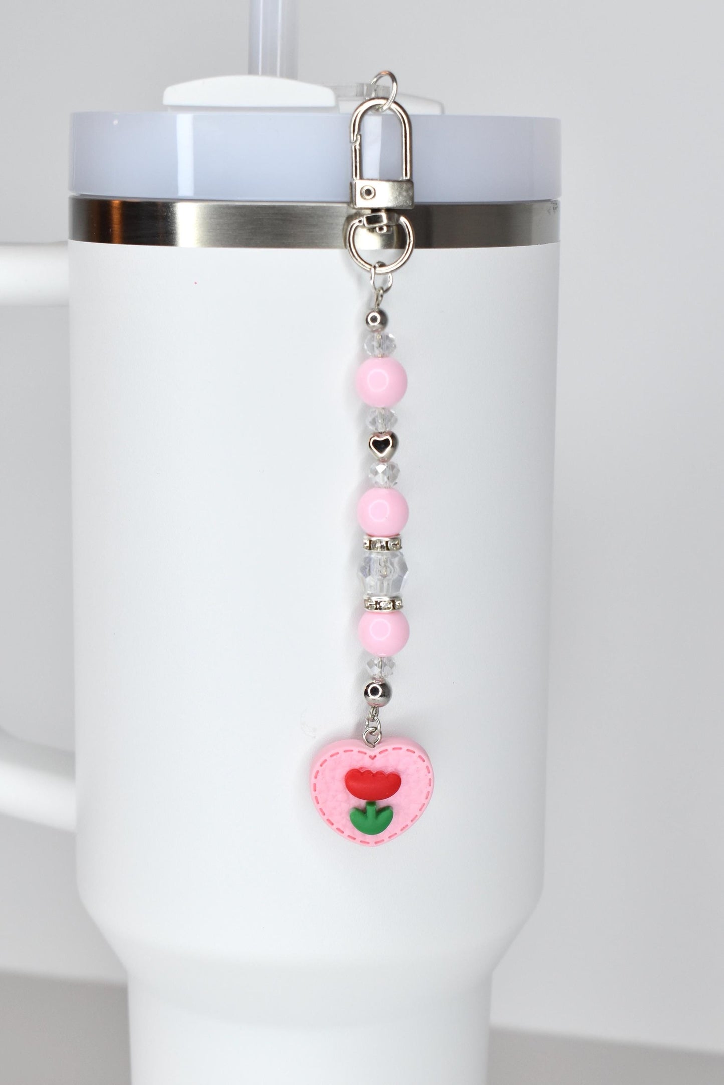 Spring Tulip Pastel Straw Charms with Crystal and Silver Accents